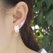 Load image into Gallery viewer, Sterling Silver Cat Fish Stud Earrings, Fish Bone Earrings Animal Jewelry, Perfect Gift