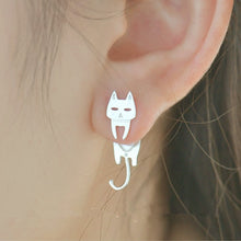 Load image into Gallery viewer, Sterling Silver Cat Fish Stud Earrings, Fish Bone Earrings Animal Jewelry, Perfect Gift