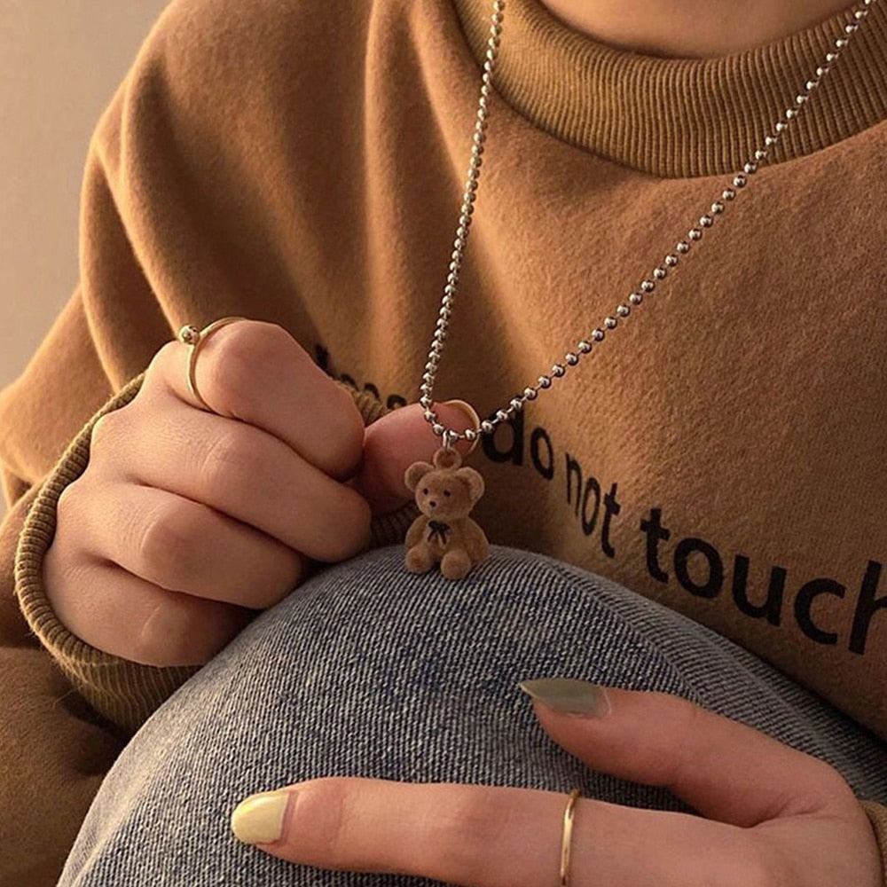 Cute Plush Bear Pendant Necklace